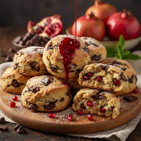 Decadent Pomegranate Chocolate Chunk Scones recipe