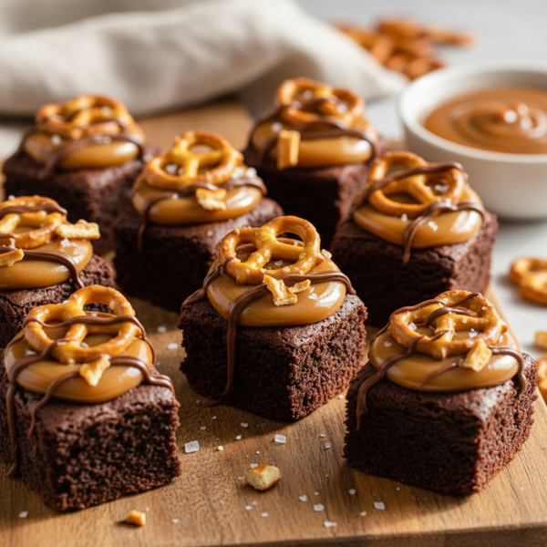 Decadent Pretzel Caramel Brownie Bites recipe