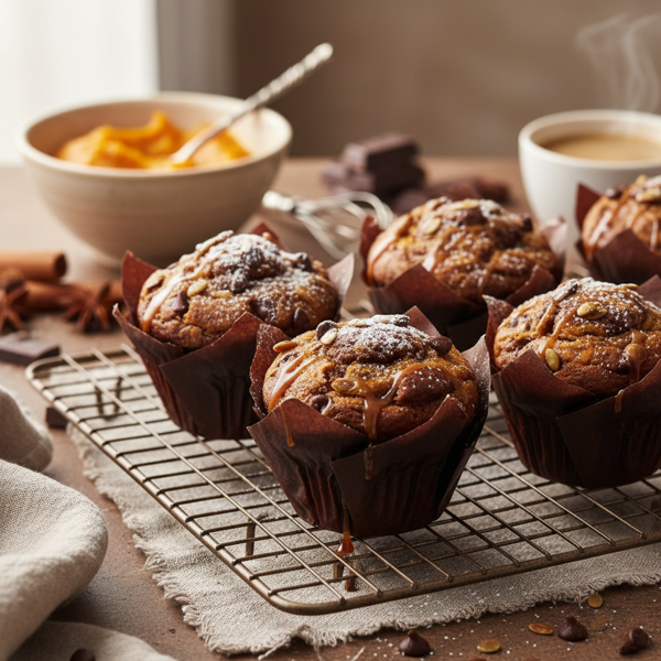 Decadent Pumpkin Chocolate Brownie Muffins recipe
