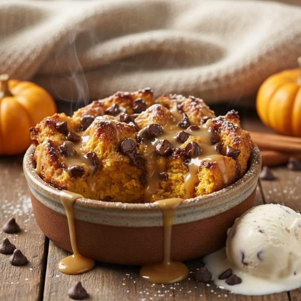 Decadent Pumpkin Chocolate Chip Bread Pudding recipe