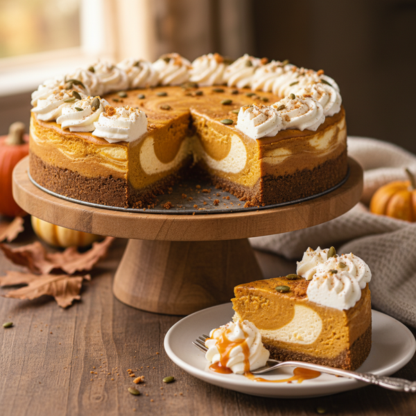 Decadent Pumpkin Cream Cheese Cheesecake recipe