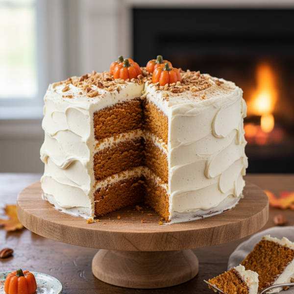 Decadent Pumpkin Layer Cake with Cream Cheese Frosting recipe