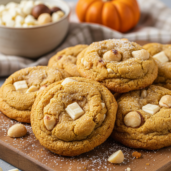 Decadent Pumpkin Macadamia White Chocolate Cookies recipe