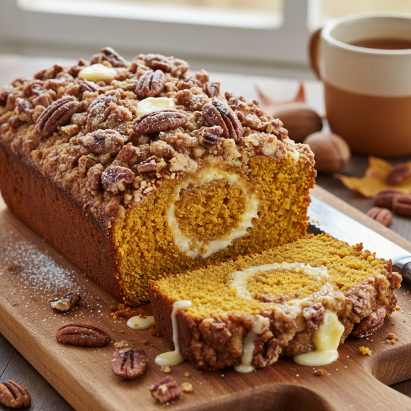 Decadent Pumpkin Pecan Streusel Loaf recipe