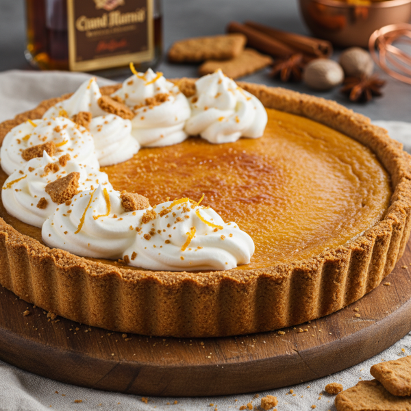 Decadent Pumpkin Tart with Gingersnap Crust and Grand Marnier Whipped Cream recipe