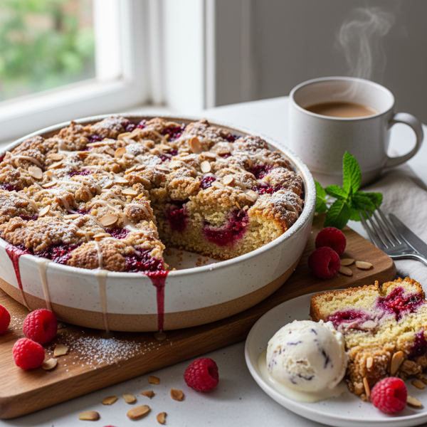 Decadent Raspberry Almond Crumble Coffee Cake recipe