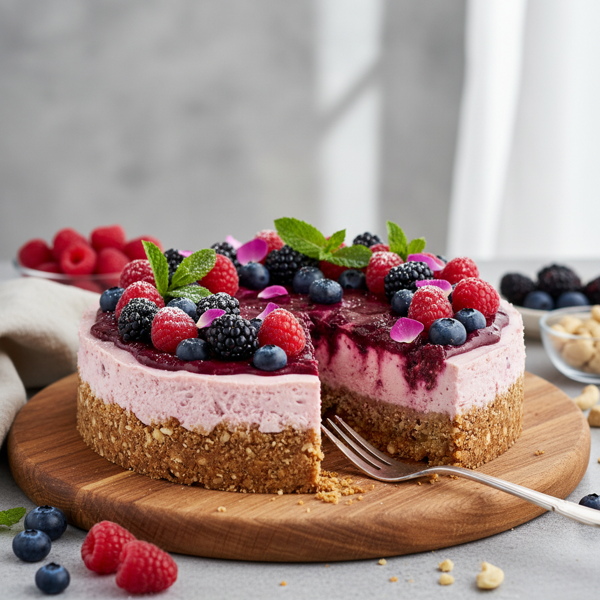 Decadent Raw Vegan Cashew-Berry Cheesecake recipe