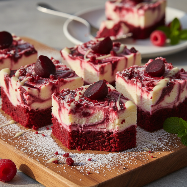Decadent Red Velvet Beet Cheesecake Bars recipe