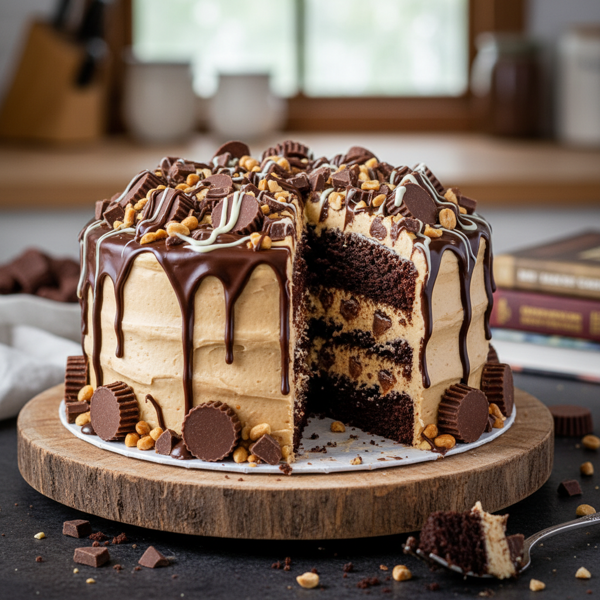 Decadent Reese's Peanut Butter Cup Delight Cake recipe