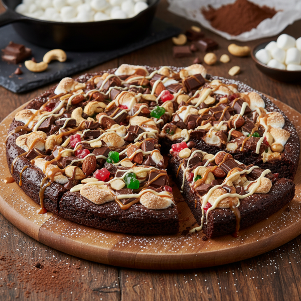 Decadent Rocky Road Brownie Pizza Delight recipe