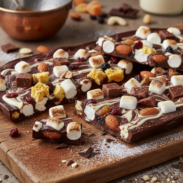 Decadent Rocky Road Chocolate Bark recipe