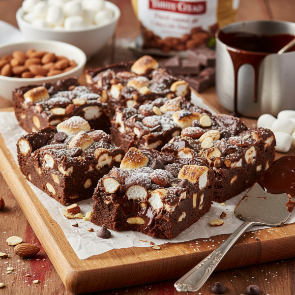 Decadent Rocky Road Fudge Bars recipe