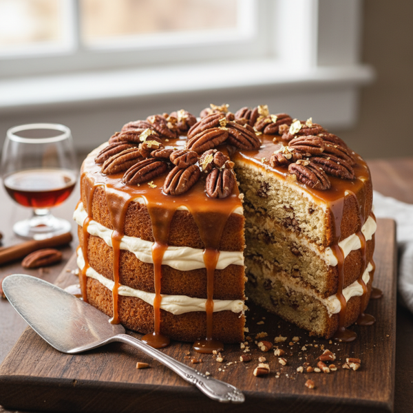 Decadent Rum-Infused Pecan Cake recipe