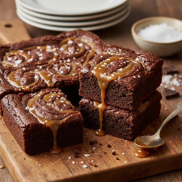 Decadent Salted Caramel Swirl Brownies recipe