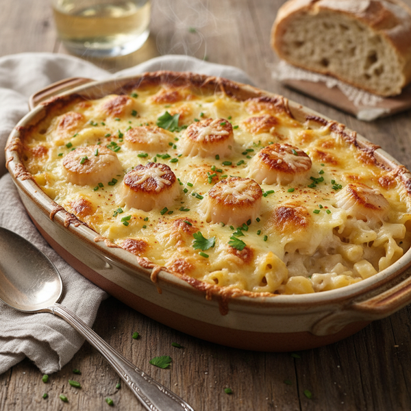 Decadent Scallop Cheese Casserole recipe