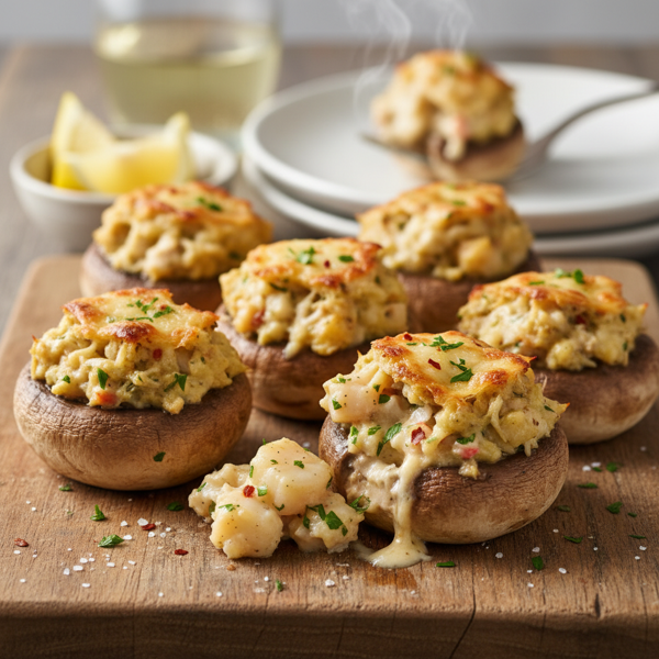Decadent Seafood Stuffed Mushrooms recipe