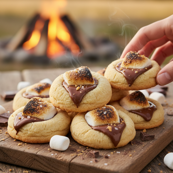 Decadent S'more Thumbprint Cookies recipe