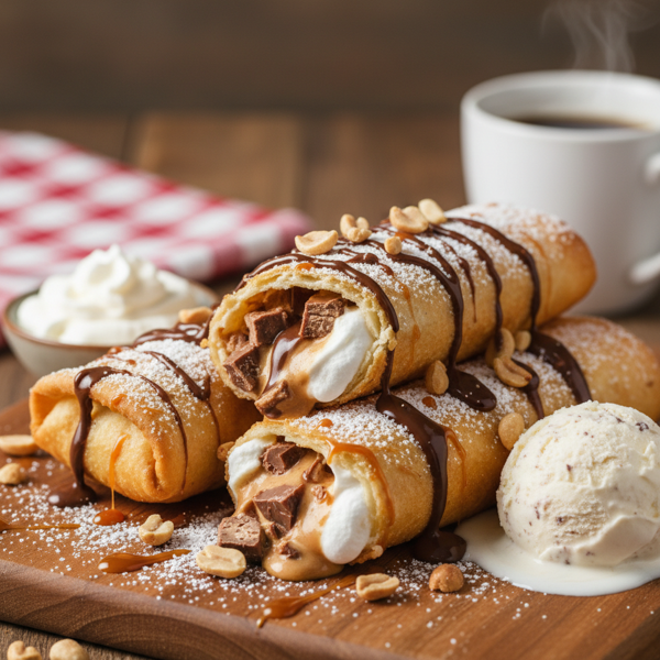 Decadent Snickers Dessert Chimichangas recipe