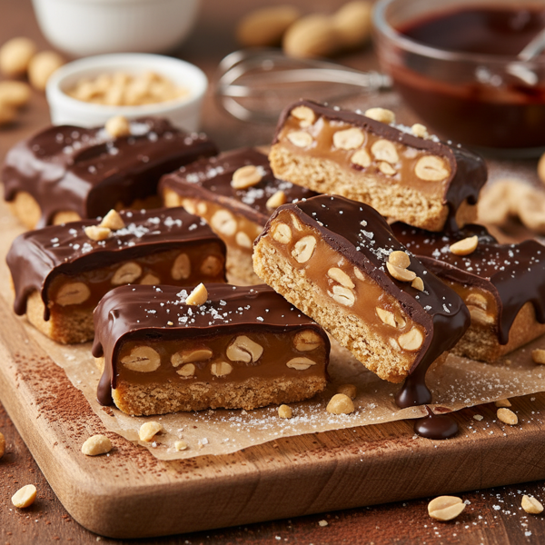 Decadent Snickers Inspired Candy Bars recipe