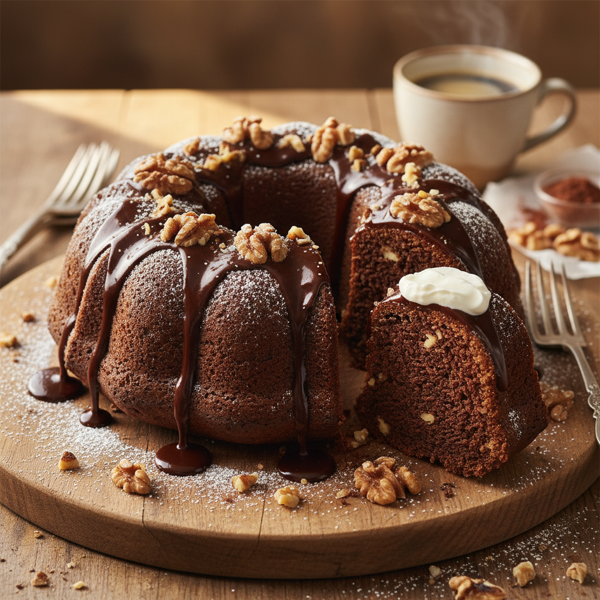 Decadent Sour Cream Chocolate Walnut Bundt Cake recipe