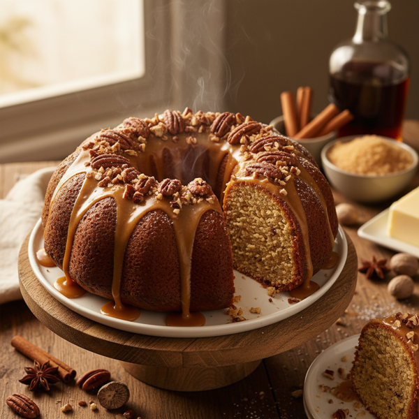 Decadent Spiced Butter Pecan Rum Cake recipe