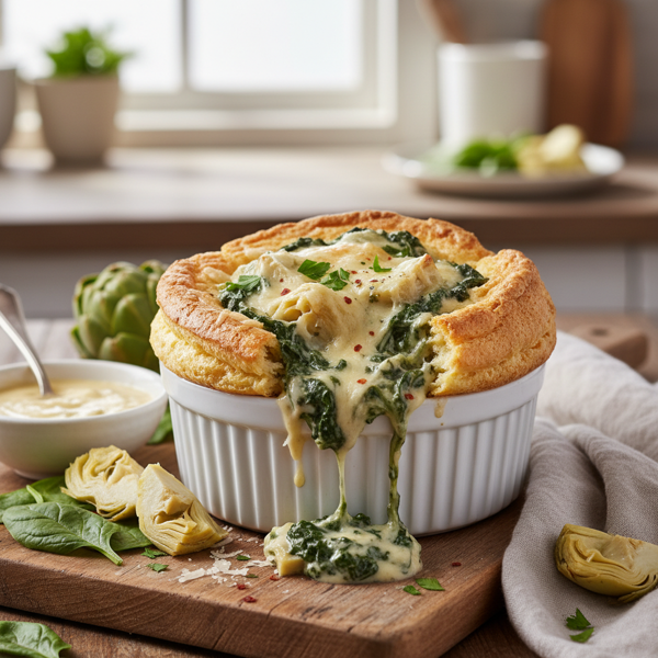 Decadent Spinach & Artichoke Puff Soufflé recipe