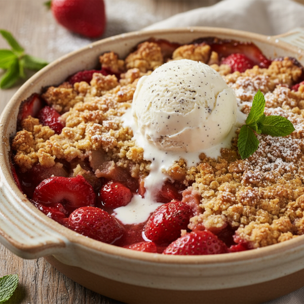 Decadent Strawberry-Rhubarb Crunch recipe
