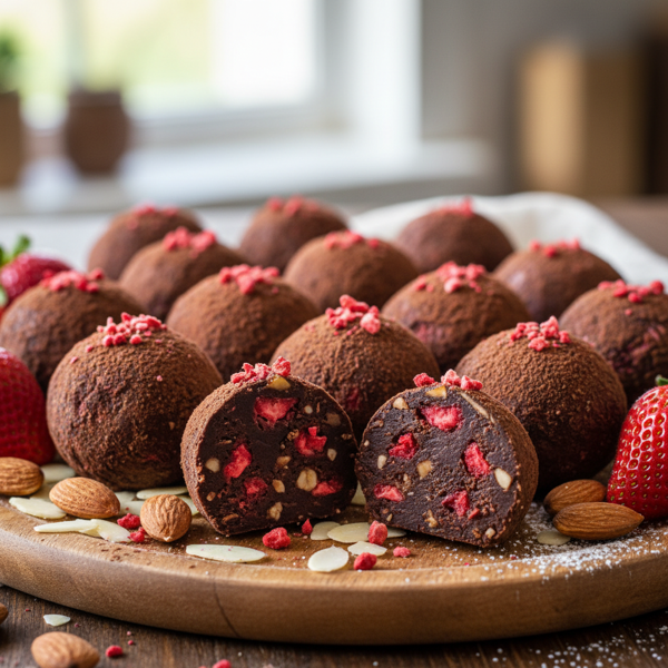 Decadent Strawberry Almond Fudge Truffles recipe