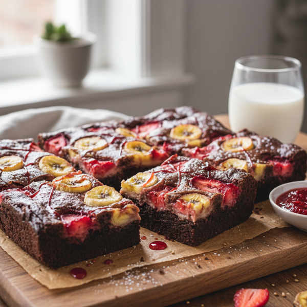 Decadent Strawberry Banana Swirl Brownies recipe