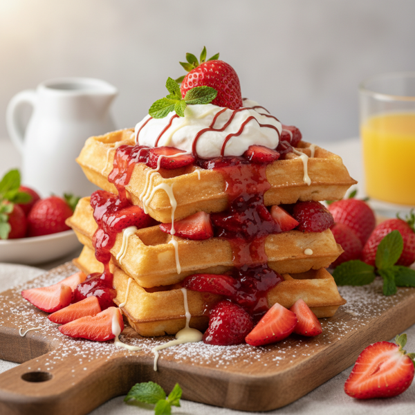 Decadent Strawberry Bliss Waffles recipe