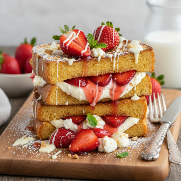 Decadent Strawberry Cheesecake Stuffed French Toast recipe