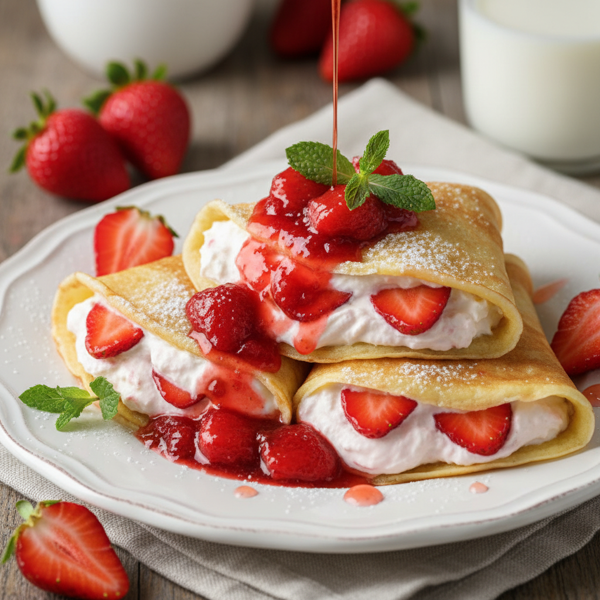 Decadent Strawberry Cream Cheese Delight Crepes recipe