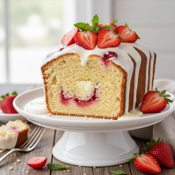 Decadent Strawberry Cream Cheese Pound Cake recipe