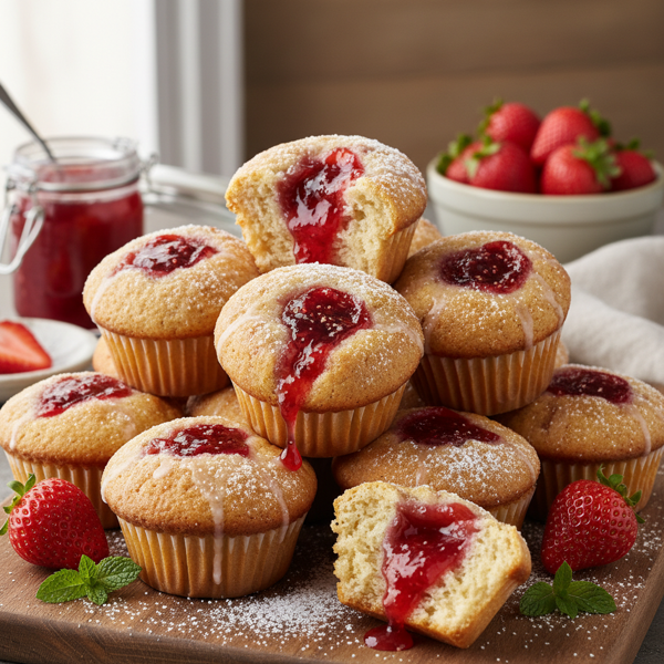 Decadent Strawberry Jam-Filled Muffins recipe