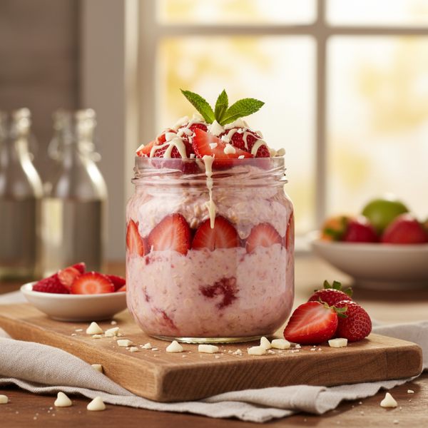 Decadent Strawberry & White Chocolate Overnight Oats recipe