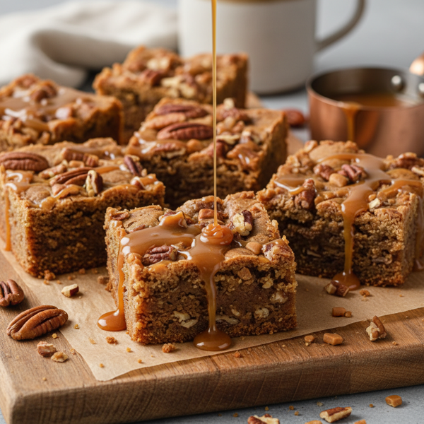 Decadent Toffee Pecan Blondies recipe