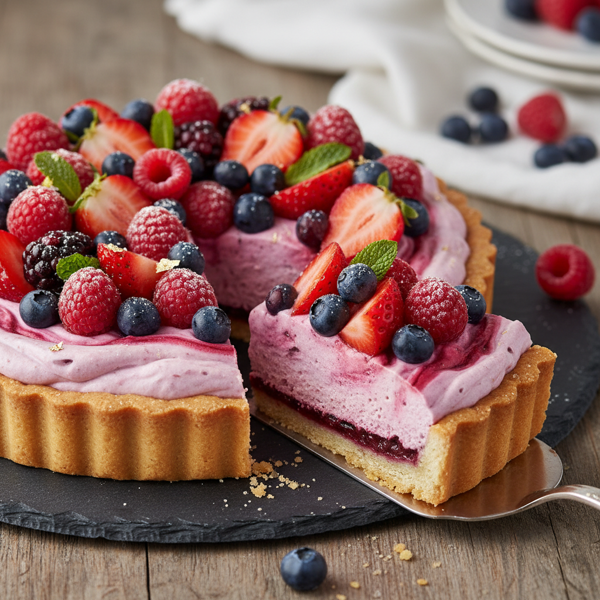 Decadent Triple Berry Mousse Tart recipe
