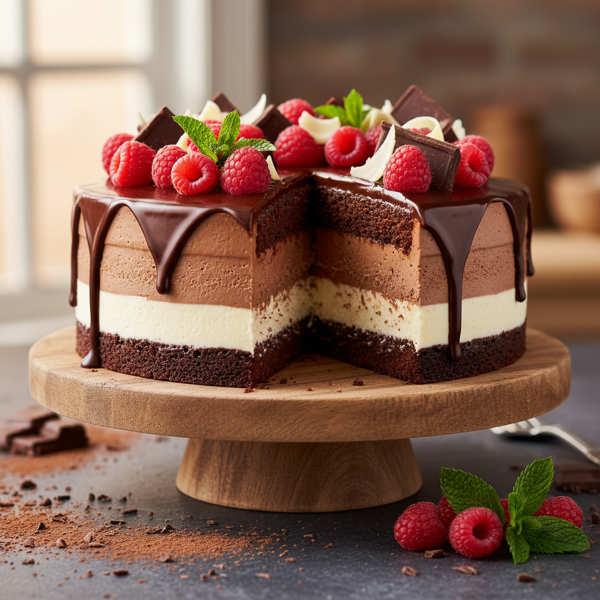 Decadent Triple Chocolate Mousse Cake recipe