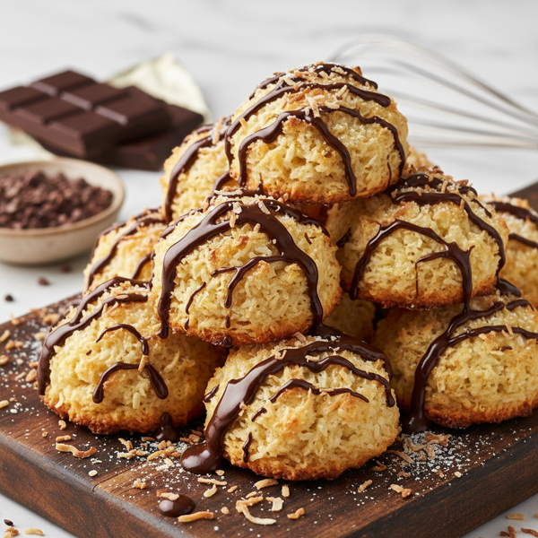 Decadent Triple Coconut Macaroons with Chocolate Drizzle recipe