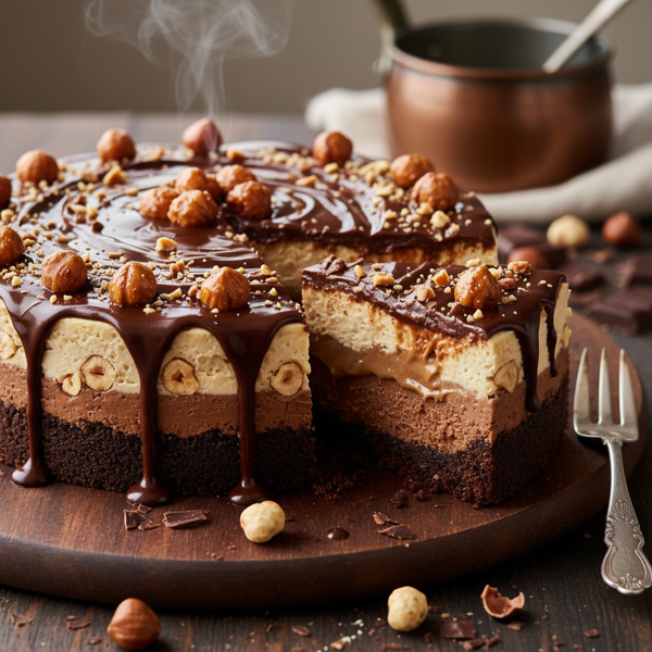 Decadent Triple Hazelnut Chocolate Cheesecake recipe