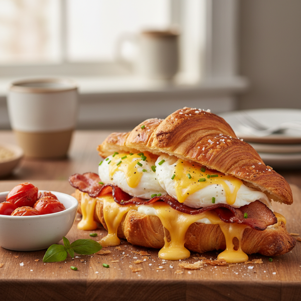 Decadent Turkey Bacon & Egg White Croissant Melt recipe