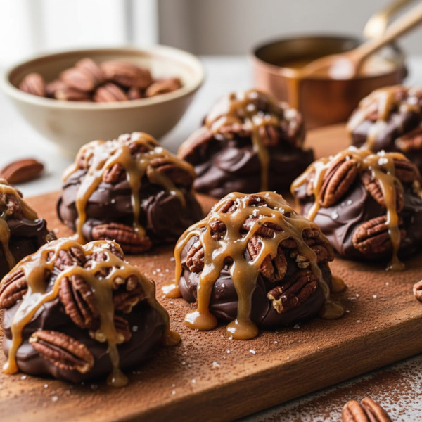 Decadent Turtle Chocolate Caramel Clusters recipe