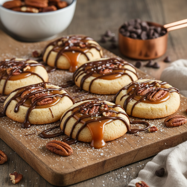 Decadent Turtle Thumbprint Cookies recipe