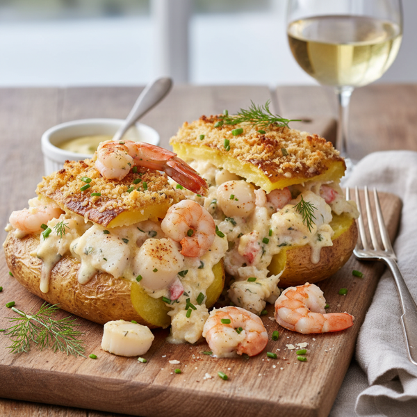 Decadent Twice-Baked Seafood Potatoes recipe