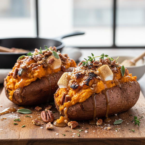 Decadent Twice-Baked Sweet Potatoes recipe