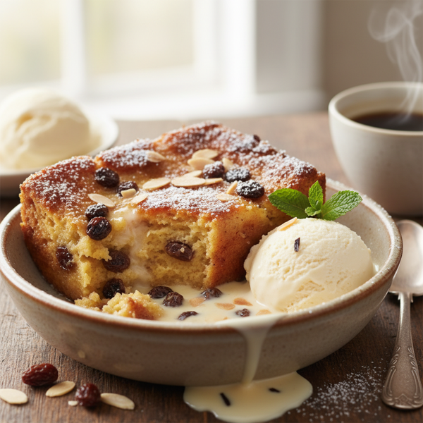 Decadent Vanilla Bread Pudding with Raisins recipe