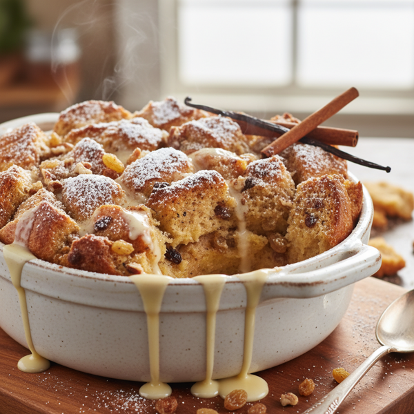 Decadent Vanilla Cinnamon Challah Bread Pudding recipe