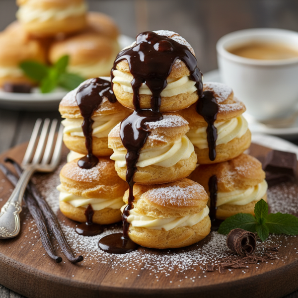 Decadent Vanilla Cream Puffs with Chocolate Drizzle recipe