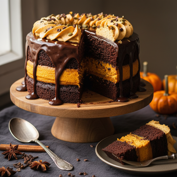 Decadent Vegan Chocolate Pumpkin Fudge Cake recipe