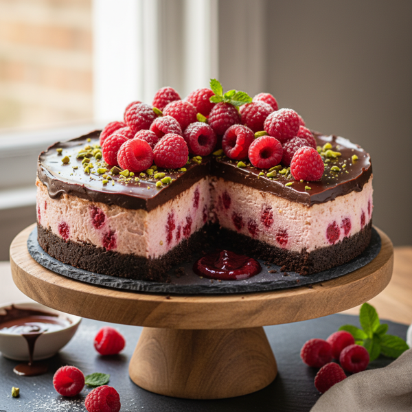 Decadent Vegan Chocolate Raspberry Cheesecake recipe